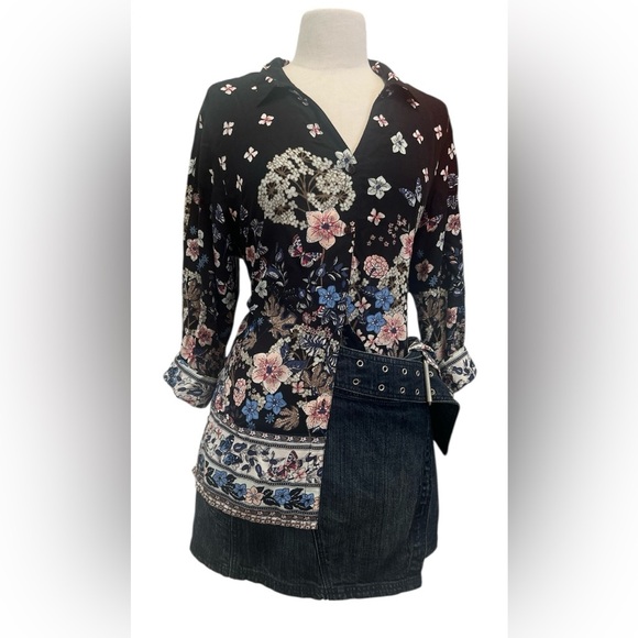 Floral Black Button Down Shirt - Picture 2 of 7